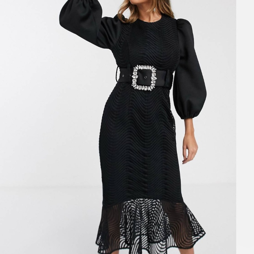 Black backless ASOS midi dress